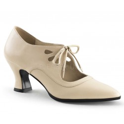 Victorian Cream Cut Out Womens Pump