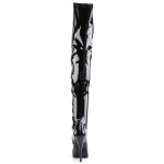 Black Indulge Faux Patent Leather Stiletto Heel Boots