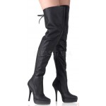 Indulge Leather Thigh High Platform Boots