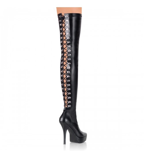 Indulge 3063 Stiletto Thigh High Platform Bootswith Lace Up Back