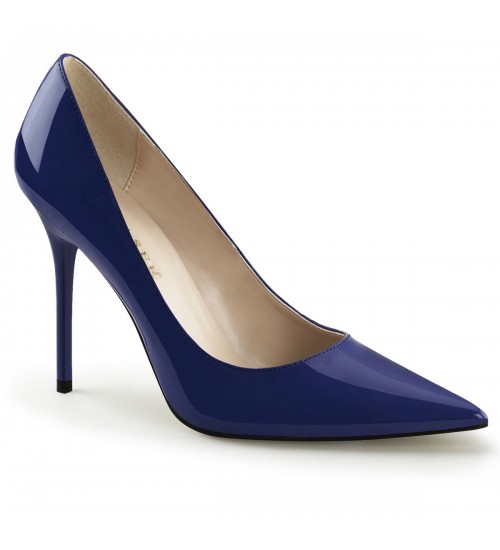 Classique Navy Patent 4 Inch High Heel Pump