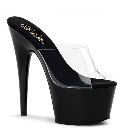 Adore Black Platform Clear Vamp Mule