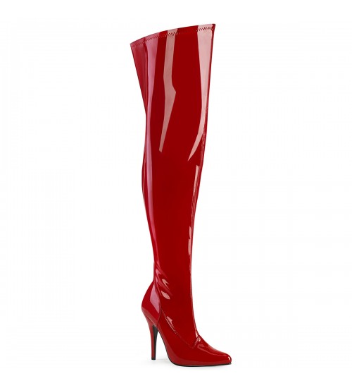 Seduce Red Patent Wide Calf Thigh High Boots