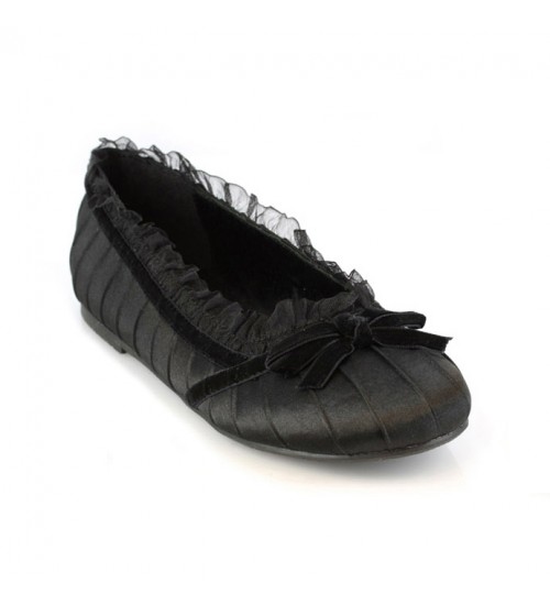 Black Satin Doll Kids Princess Shoe