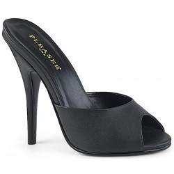 Black Matte High Heel Peep Toe Slide