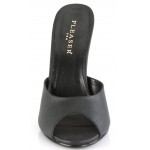 Black Matte High Heel Peep Toe Slide