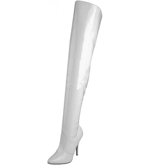 Seduce White Thigh High Kinky Boots