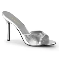 Classique Silver Faux Leather 4 Inch Mule