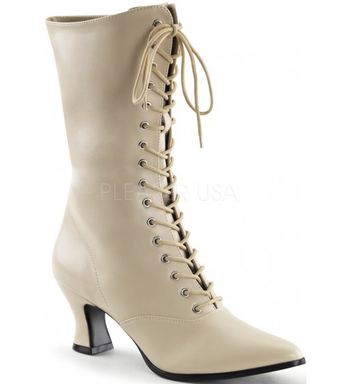 Cream Victorian Ankle Boots