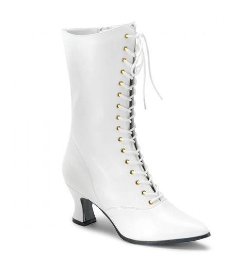 White Victorian Steampunk Ankle Boots