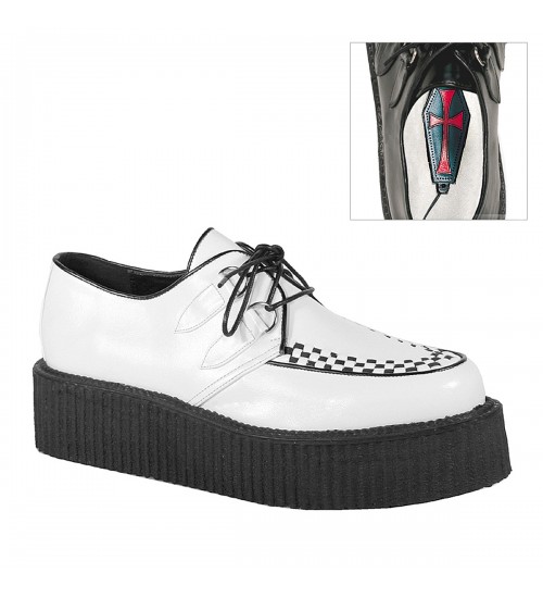 White Faux Leather Mens Basic Creeper Loafer
