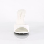 Classique White Faux Leather 4 Inch Mule