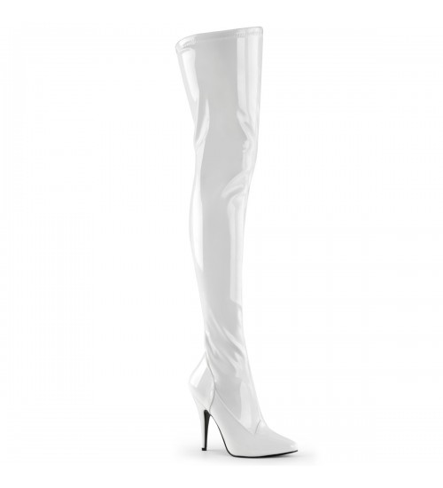 Seduce White High Heel Thigh High Boots