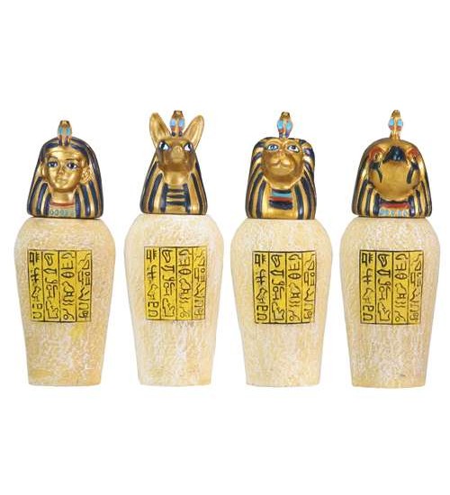 Set of 4 Mini Egyptian Canopic Jars