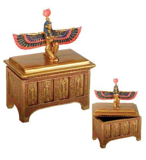 Winged Isis Golden Trinket Box