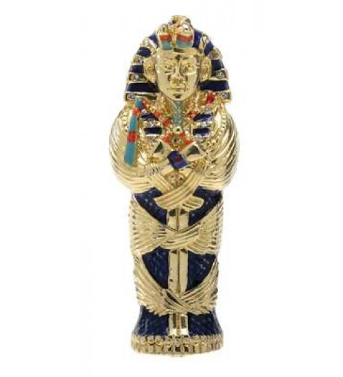 King Tut Coffin Jeweled Egyptian Gold Plated Box