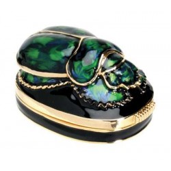 Scarab Green Jeweled Egyptian Gold Plated Box