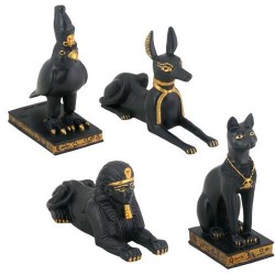 Egyptian Animal God 4 Piece Statue Set