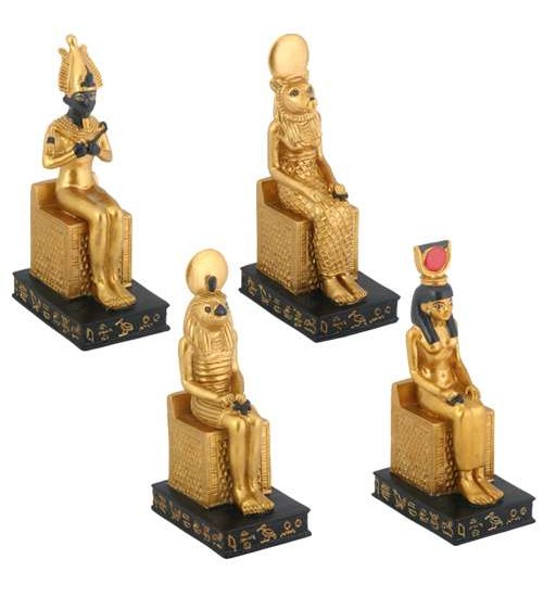 Egyptian Seated Gods 4 Piece Statue Set