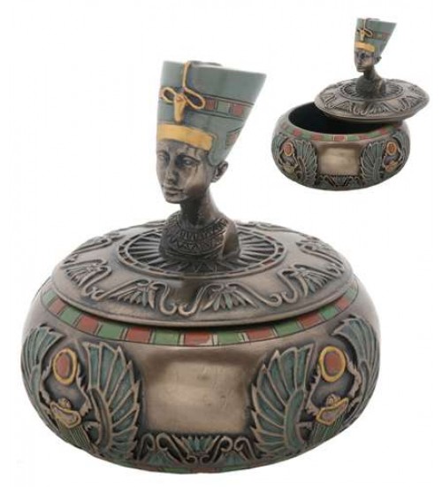 Nefertiti Egyptian Round Trinket Box