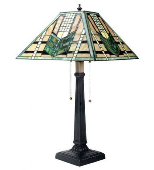 Green Arrow Mission Style Art Glass Table Lamp
