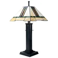 Mission Style Art Glass Column Table Lamp