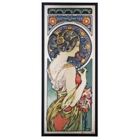 Primrose Alphonse Mucha Stained Glass Art Panel