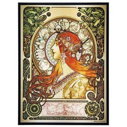 Zodiac Alphonse Mucha Stained Glass Art Panel