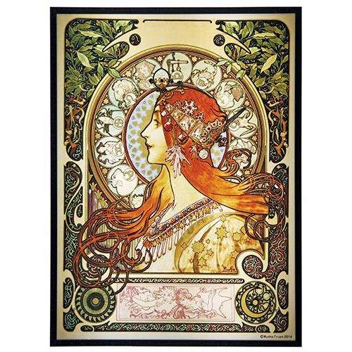 Zodiac Art Deco Art by Alphonse Mucha Color Art Glass Panel - 12 Inches