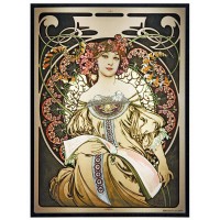 Reverie Alphonse Mucha Stained Glass Art Panel