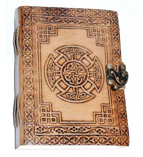 Celtic Cross Leather Blank 7 Inch Journal with Latch