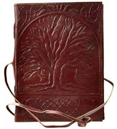 Sacred Oak Tree of Life Leather Journal with Cord