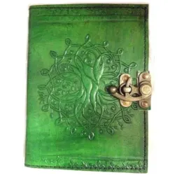 Tree of Life Green Leather Journal with Latch