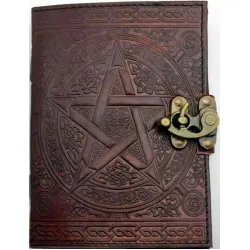 Pentacle Brown Leather Book of Shadows 7 Inch Journal with Latch