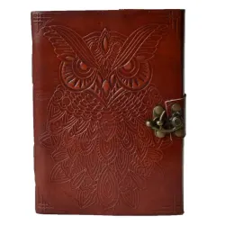Owl Leather 7 Inch Blank Book with Latch