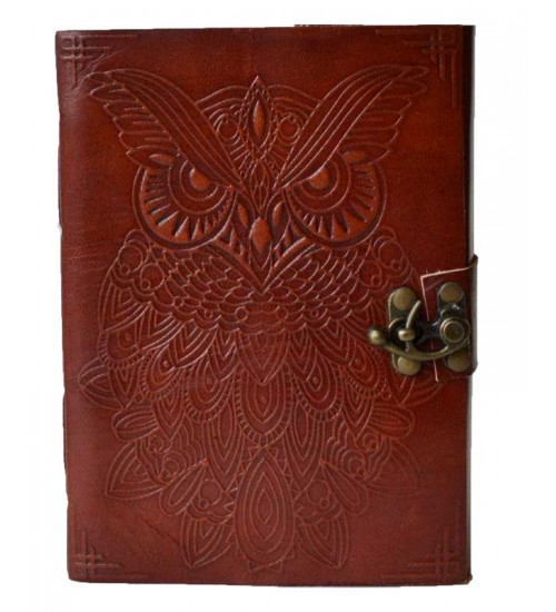 Owl Leather 7 Inch Blank Book with Latch