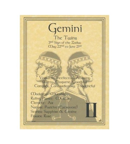 Gemini Zodiac Parchment Poster