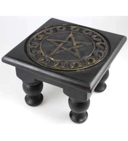 Pentacle Carved Wood Altar Table