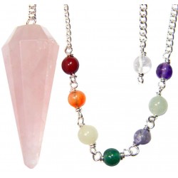 Rose Quartz Crystal Chakra Scrying Pendulum