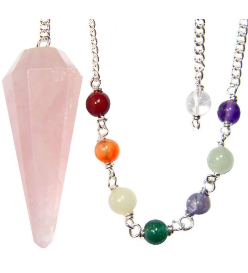 Rose Quartz Crystal Chakra Scrying Pendulum