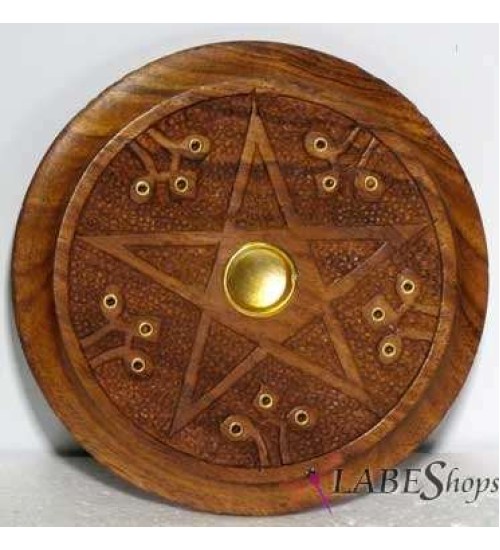 Wood Pentacle Incense Burner